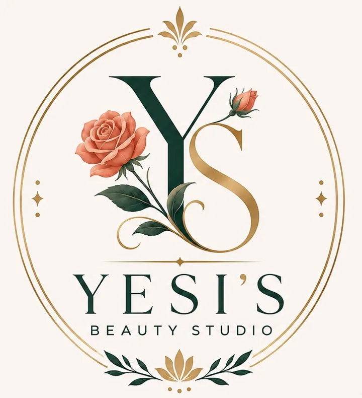 Yesi Beauty Studio original emerald, rose and gold logo concept with YS monogram