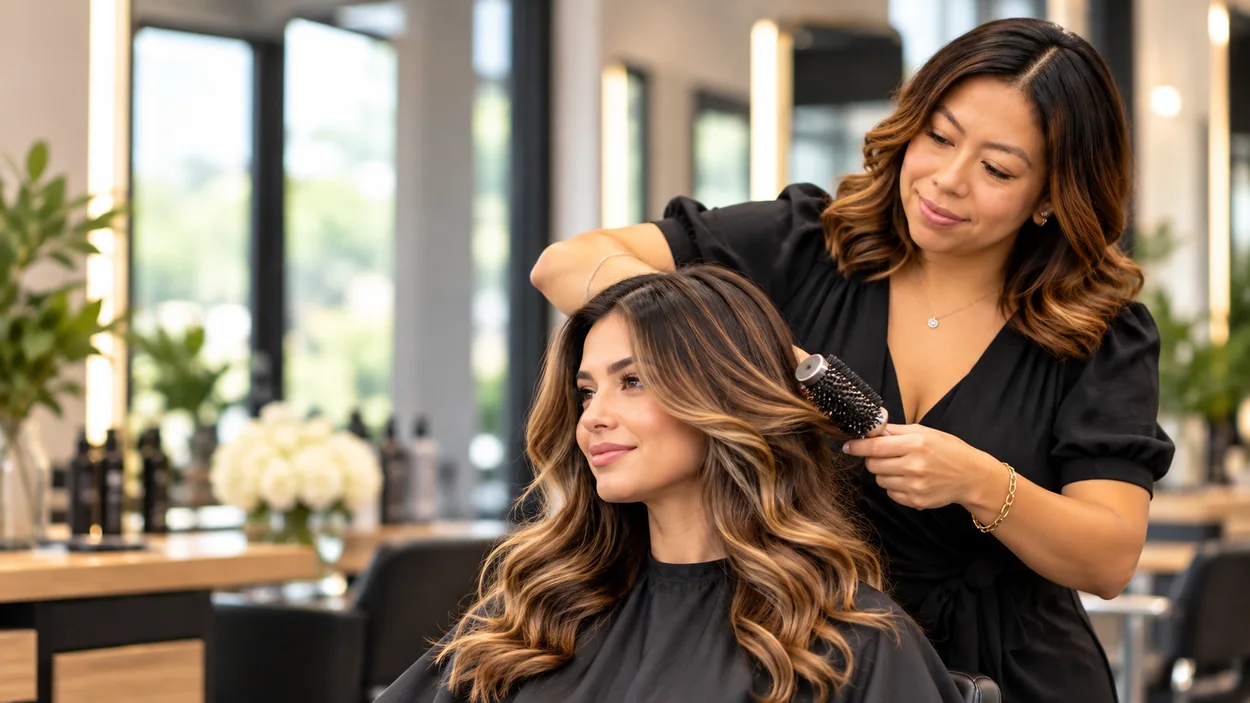 Illustrative salon service scene for Women’s haircuts